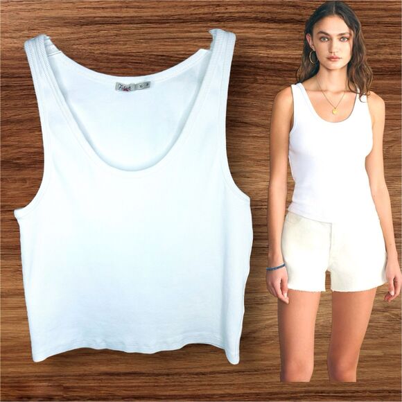 Faherty Sunwashed Rib Tank White Women’s XL Classic Clean Girl Preppy Quality - Picture 1 of 12